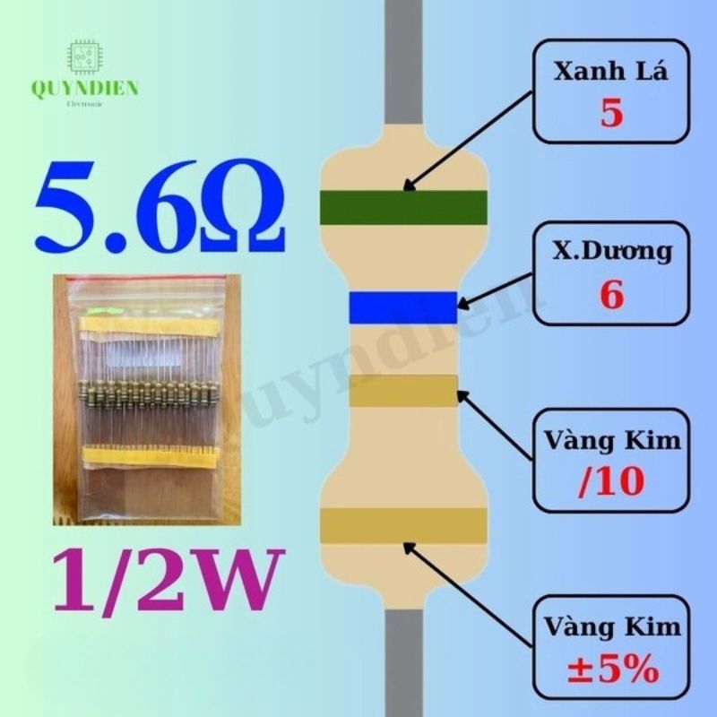 Điện trở Đài Loan 1/2W - 5Ω6
