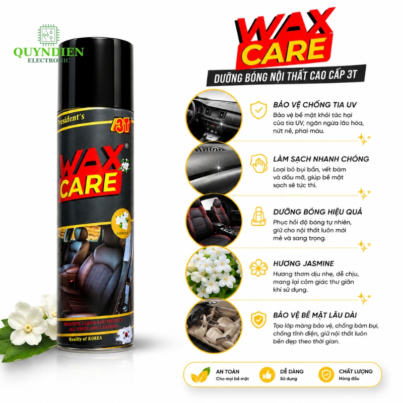 Xịt Đánh Bóng Da, Gỗ WAXCARE 3T - Thùng 12 Chai