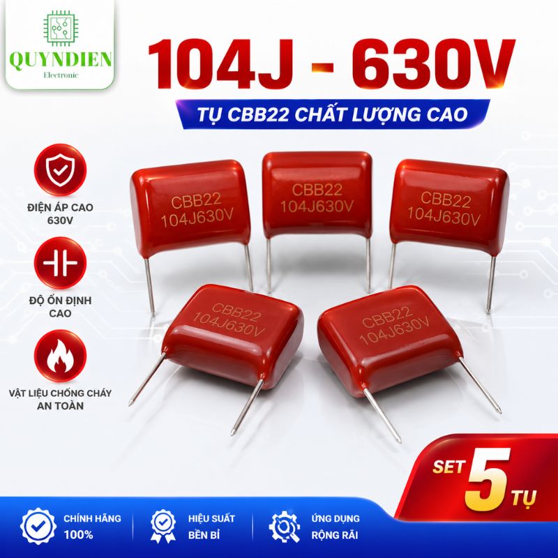 Tụ Kẹo Nâu Đỏ CBB21 104J 630V