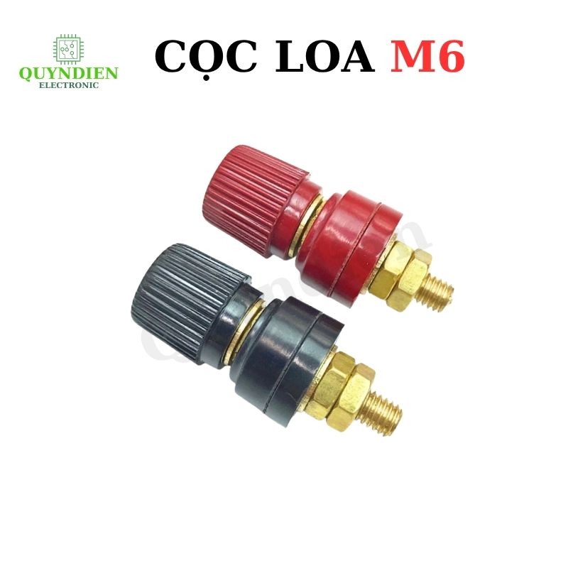 Cặp Jack loa JS333 M6 Cọc Đồng NẮP NHỰA Đỏ Đen trục 6mm