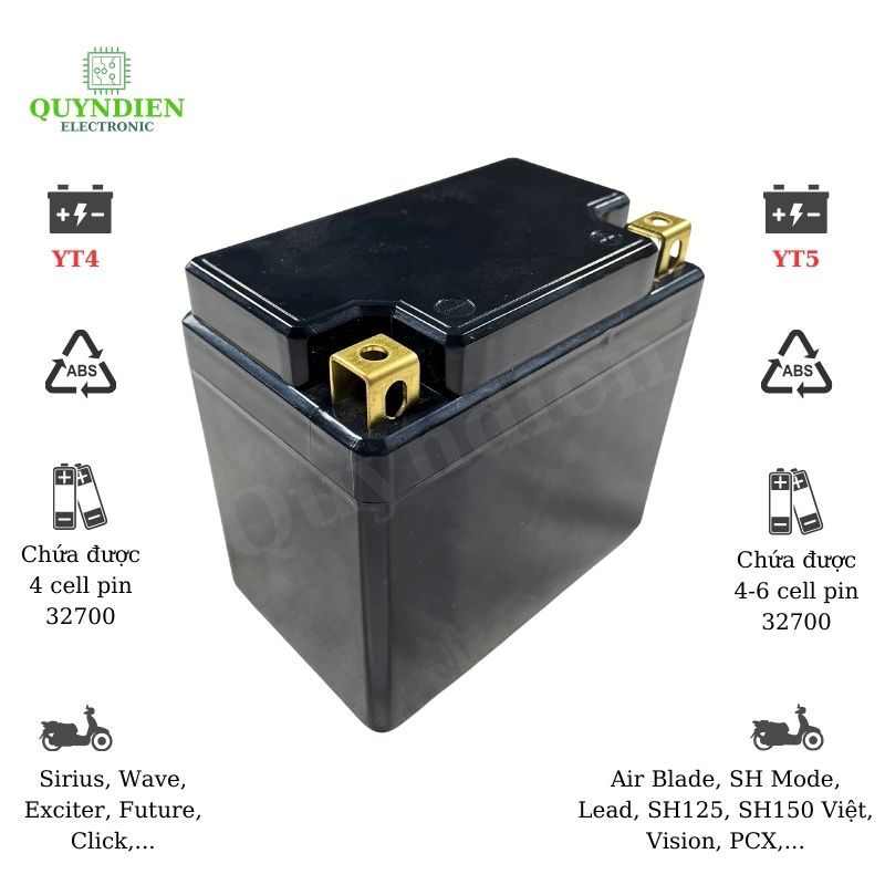 Vỏ Bình Đề Xe Máy YT4 YT5 - Cọc Vuông