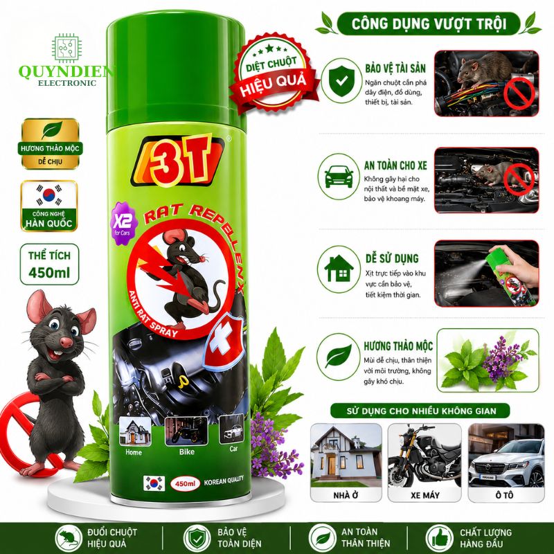 Chai Xịt Đuổi Chuột 3T
