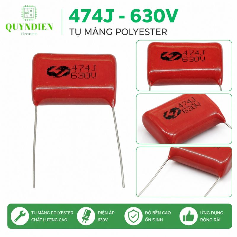 Tụ Kẹo Nâu Đỏ CBB22 474J 630V