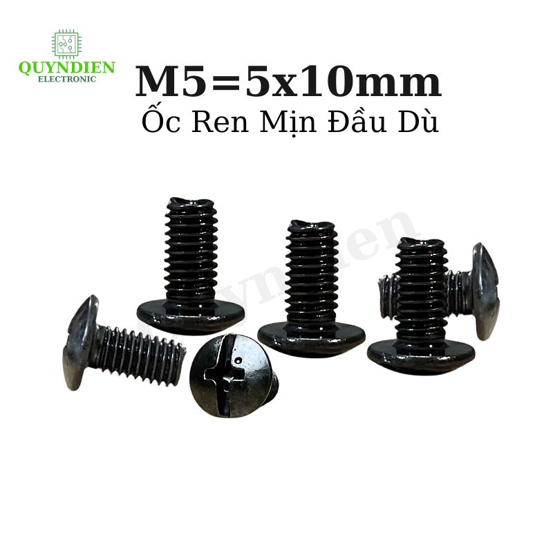 Ốc Vít Đầu Dù Ren Mịn M5=5x10mm Màu Đen