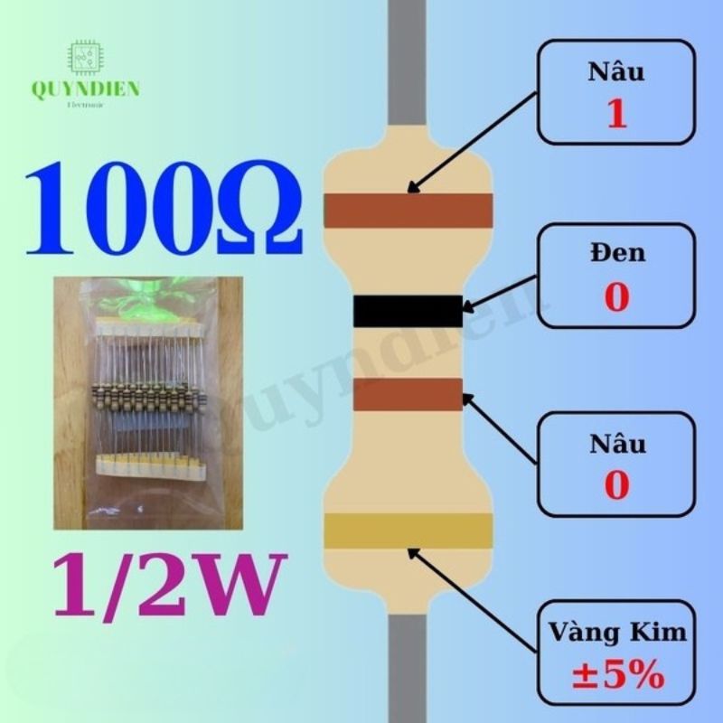 Điện trở Đài Loan 1/2W - 100Ω
