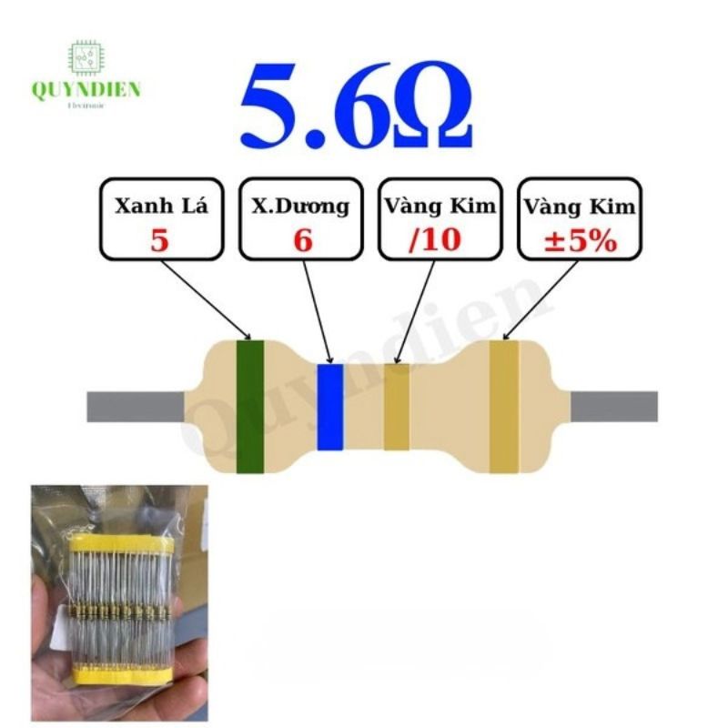 Điện trở Đài Loan 1/4W - 5.6R