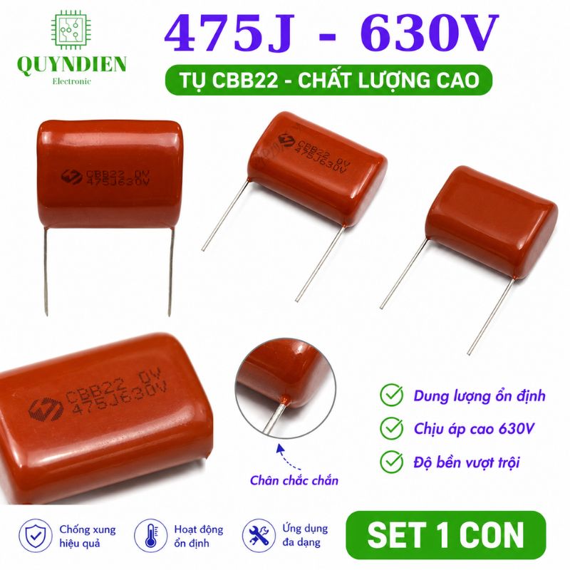 Tụ Kẹo Nâu Đỏ CBB22 475J 630V