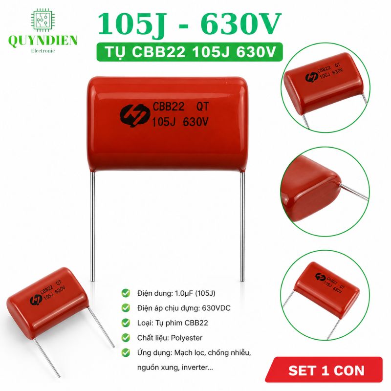 Tụ Kẹo Nâu Đỏ CBB22 105J-630V