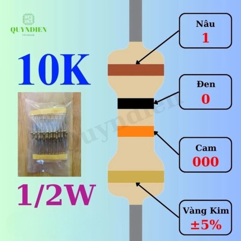 Điện trở Đài Loan 1/2W - 10K