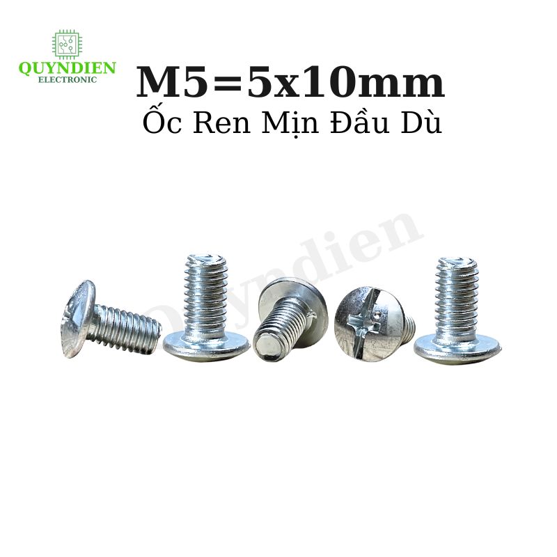 Ốc Vít Đầu Dù Ren Mịn M5=5x10mm Màu Trắng
