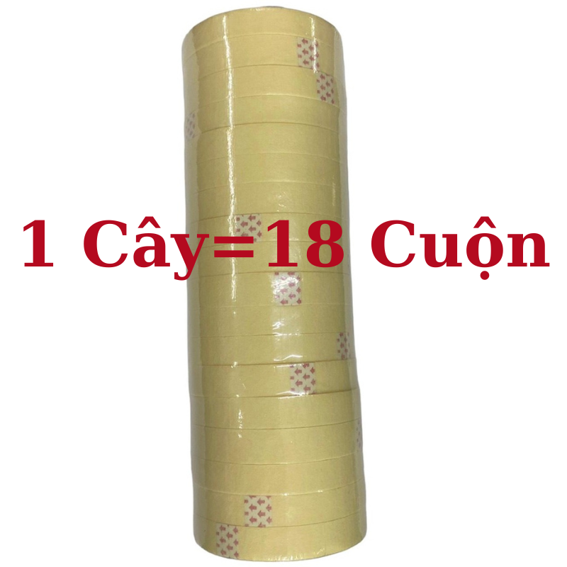 Băng keo giấy 1 cây 18 cuộn băng dính 1F6 1.6cm loại dày