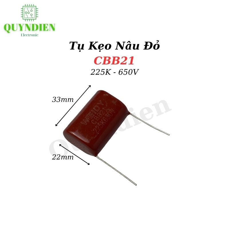 Tụ Kẹo Nâu Đỏ CBB21 225K - 650V