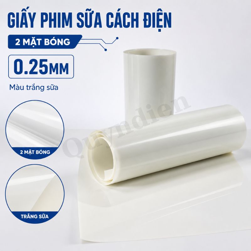 Giấy Phim Sữa Cách Điện 2 Mặt Bóng Dày 0.25mm