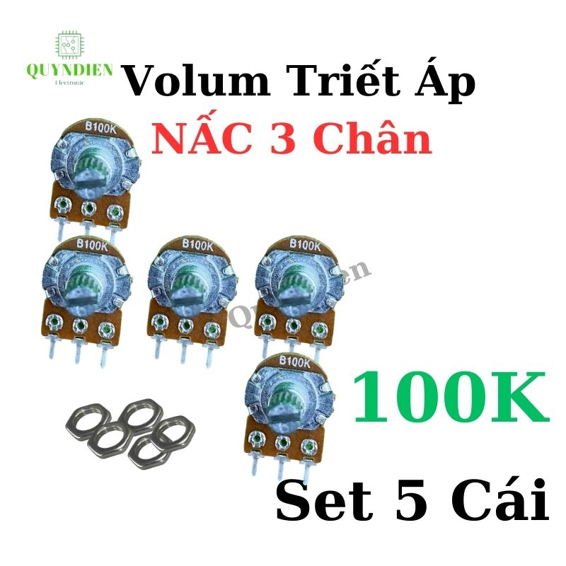 Biến trở 3 chân Volum Triết áp đơn nấc khía B100K