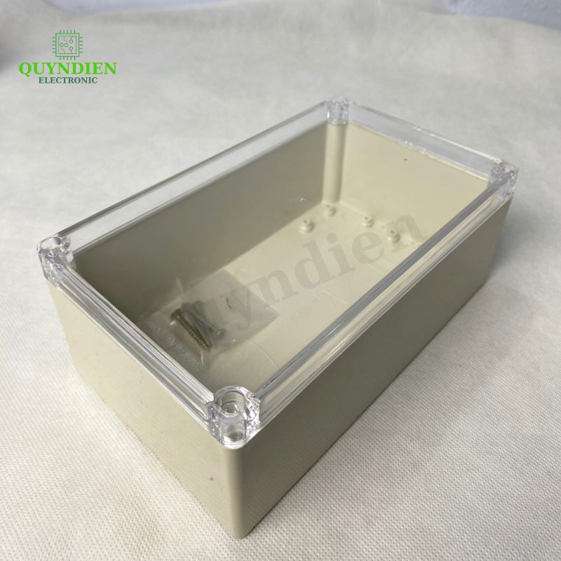 Hộp nhựa ABS điện tử 200x120x80mm màu Trắng nắp Trong Vy Anh
