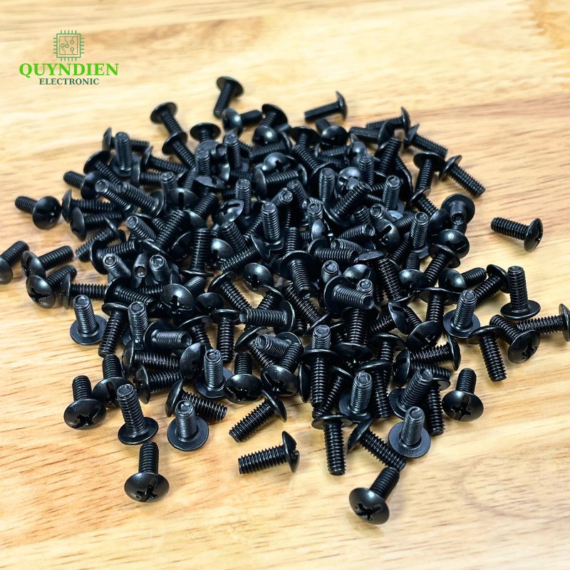 Ốc Vít Đầu Dù Ren Mịn M4=4x10mm Màu Đen - 1.000 Con