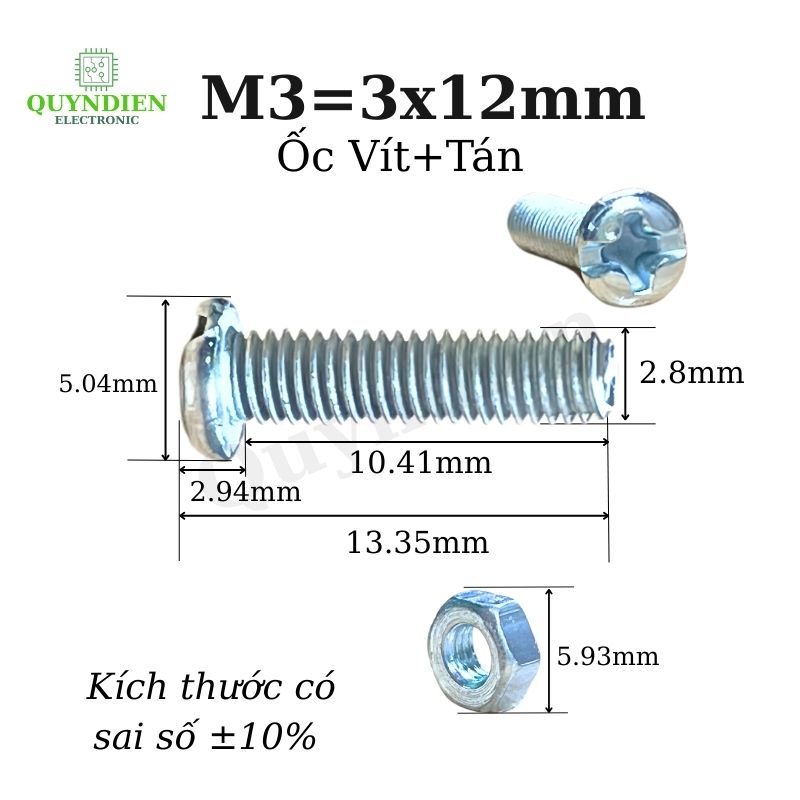 Ốc vít tán M3 3ly dài 1.2cm ( túi 90g) khoảng 90 - 100 con