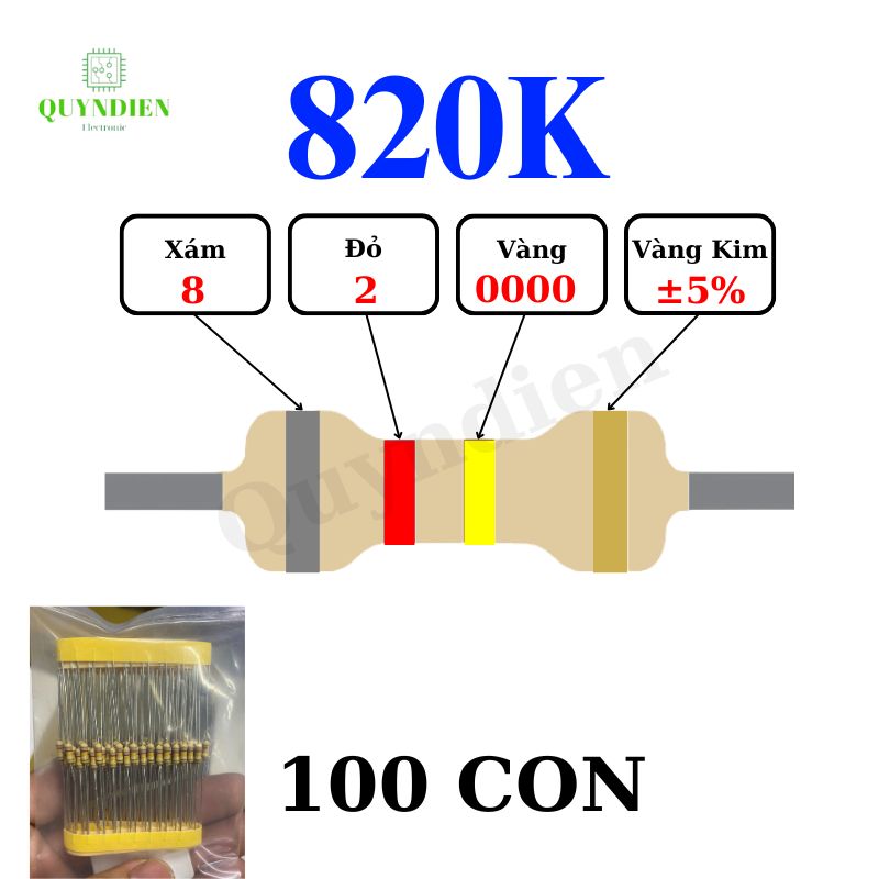 Điện trở Đài Loan 1/4W - 820K