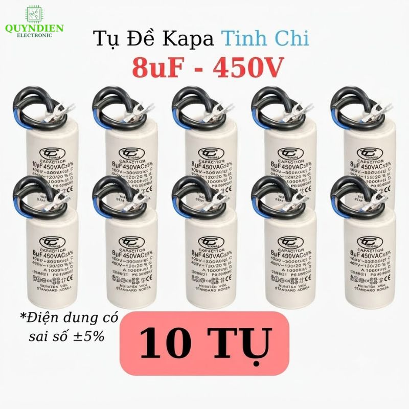 Tụ Đề Máy Bơm Nước 8uF 450VAC Tinh Chi