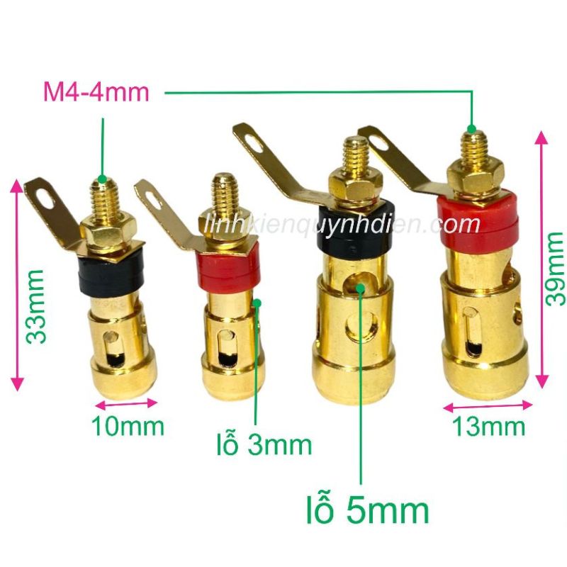 Cọc Loa, trạm loa Nhấn Vàng 1 đôi ( 1 đen + 1 đỏ )