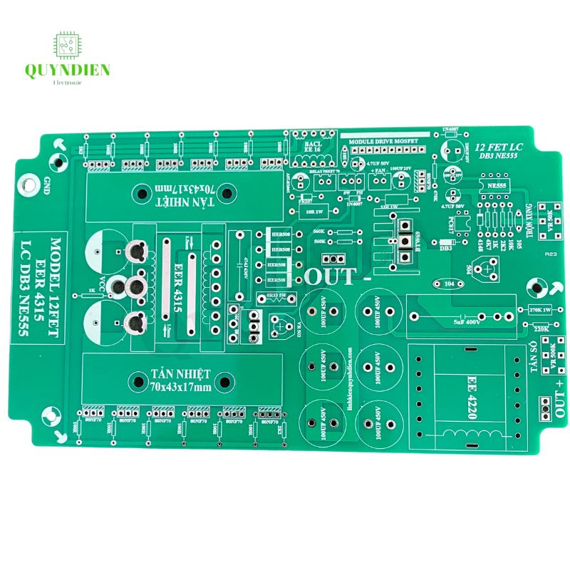 PCB bo mạch kích điện 12 fet LC DB3 NE555 + Dao Động KA3525 Biến áp máy hàn Phíp FR4