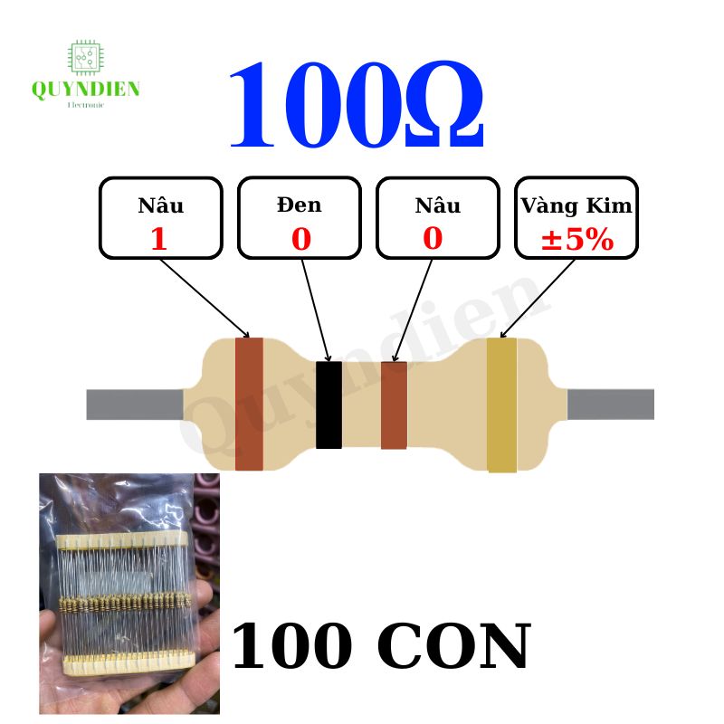Điện trở Đài Loan 1/4W - 100R