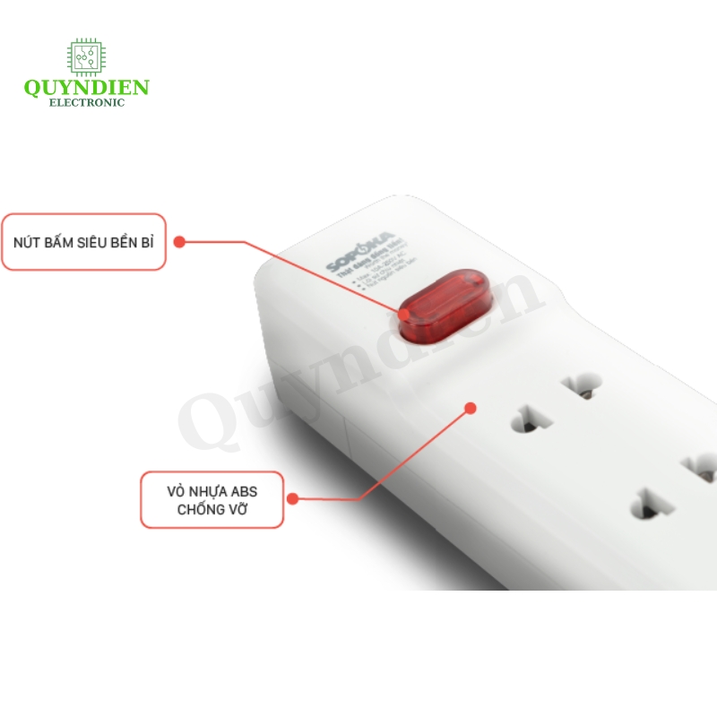 Ổ Cắm Lõi Sứ Chống Cháy 2200W 4M2-5 Vỏ Nhựa ABS Chống Vỡ