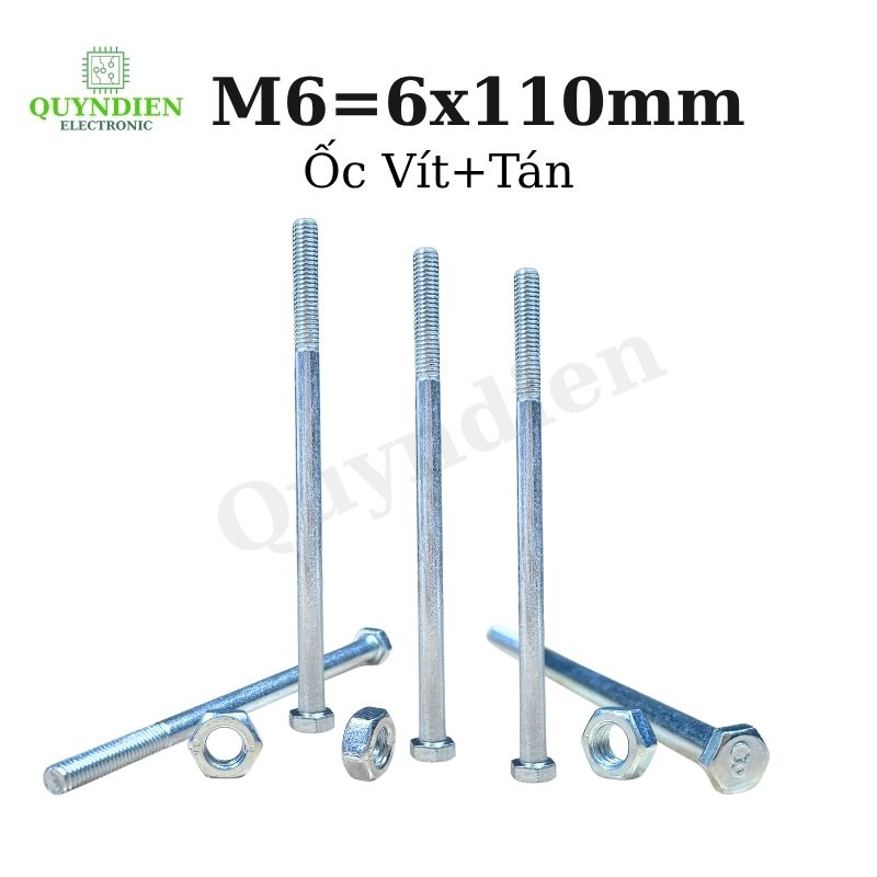 Ốc Vít M6x110mm Có Kèm Tán - Túi 100 Con