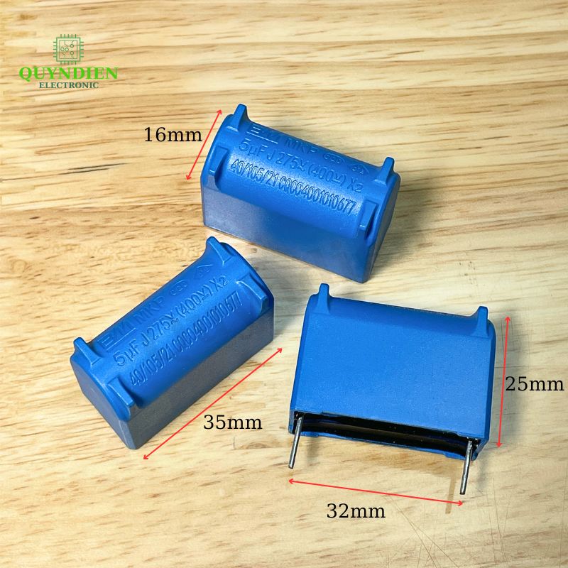 Tụ Bếp Từ 5uF 400VDC 275VAC Màu Xanh Loại Đứng