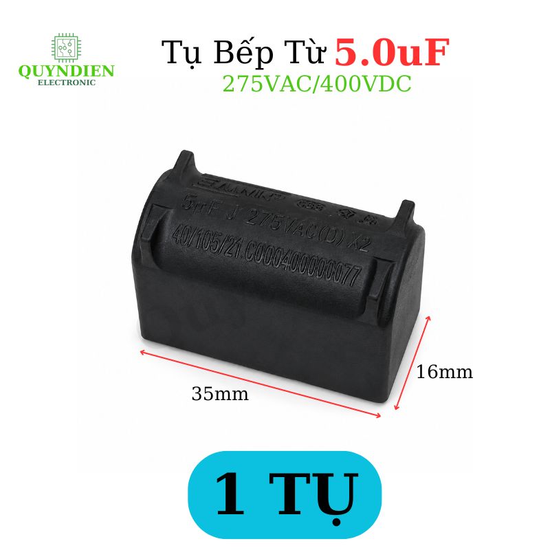 K10 Tụ Bếp Từ 5uF - 400V Loại Đứng - VAT - ( VT0936 ) Tụ bếp 5 MF xanh đứng VÀ (VT0838) Tụ film 1B550D400-51 (BM 5uF J MKP-X2 275VAC/ĐEN