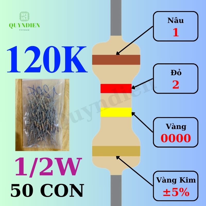 Điện trở Đài Loan 1/2W - 120K
