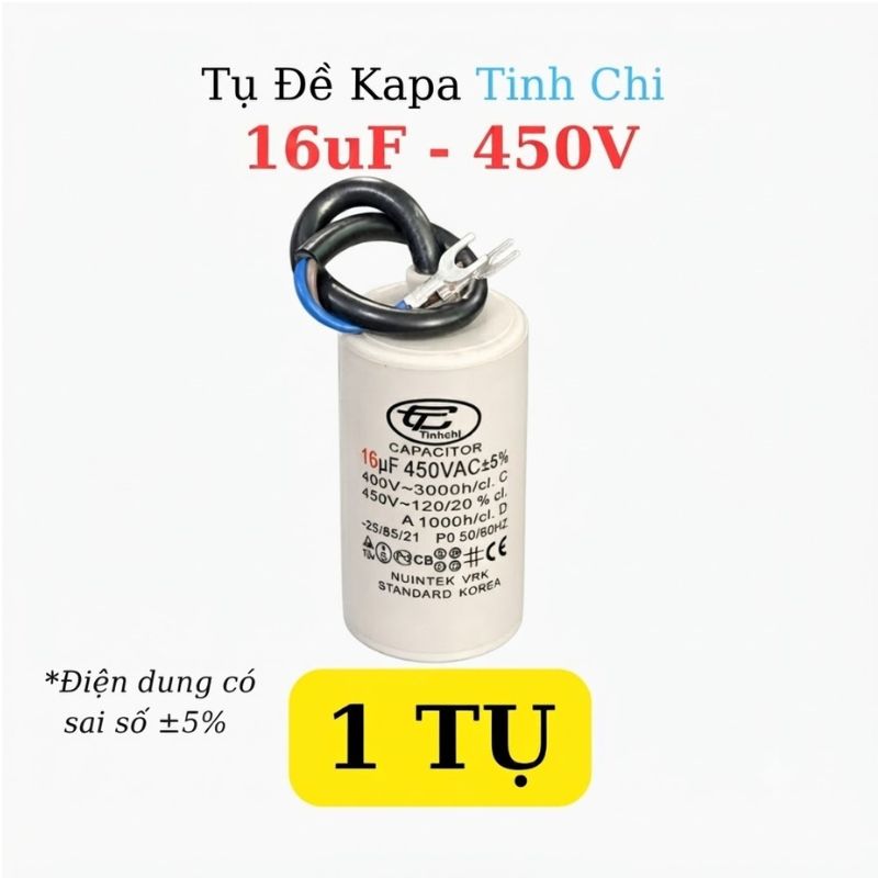 Tụ Đề Máy Bơm Nước 16uF 450VAC Tinh Chi