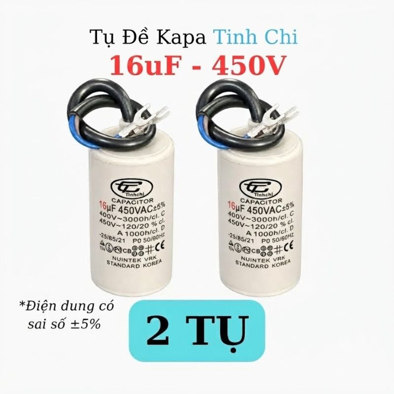 Tụ Đề Máy Bơm Nước 16uF 450VAC Tinh Chi
