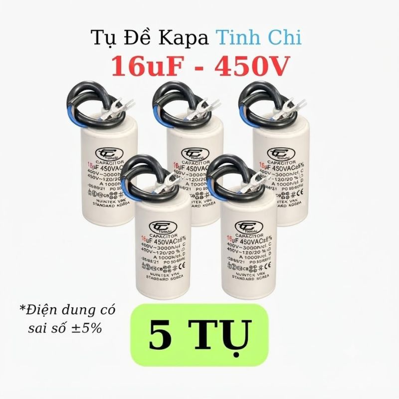 Tụ Đề Máy Bơm Nước 16uF 450VAC Tinh Chi