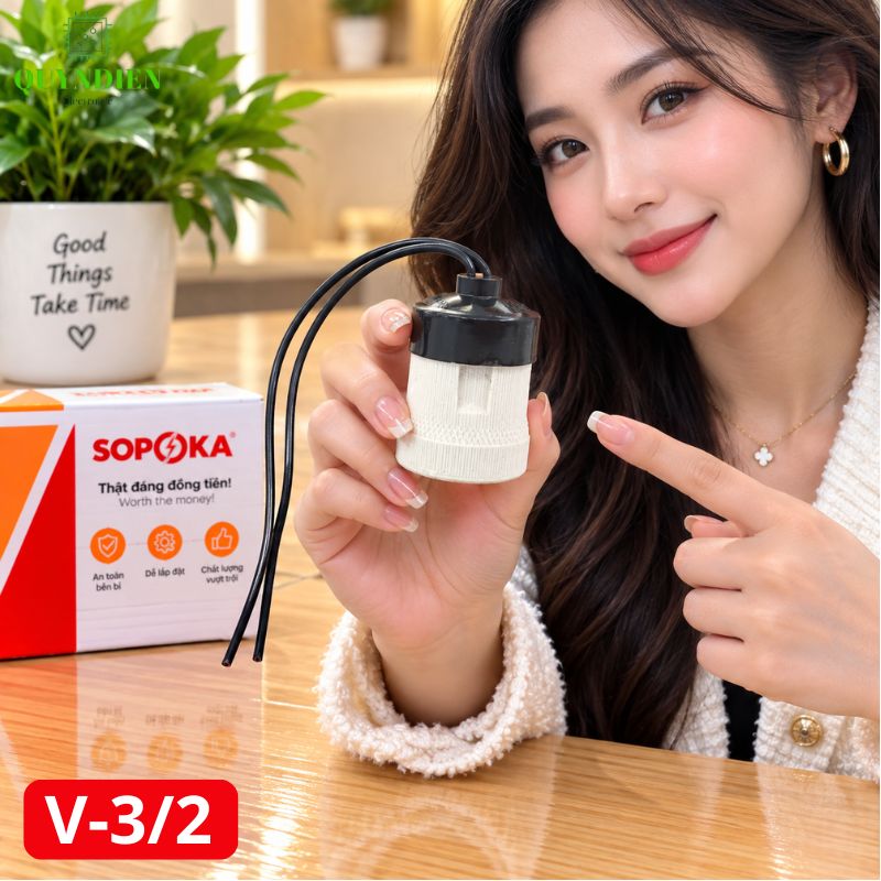 Đuôi Đèn Sứ Ren Vặn Xoáy E27 Chịu Nhiệt Cao SOPOKA