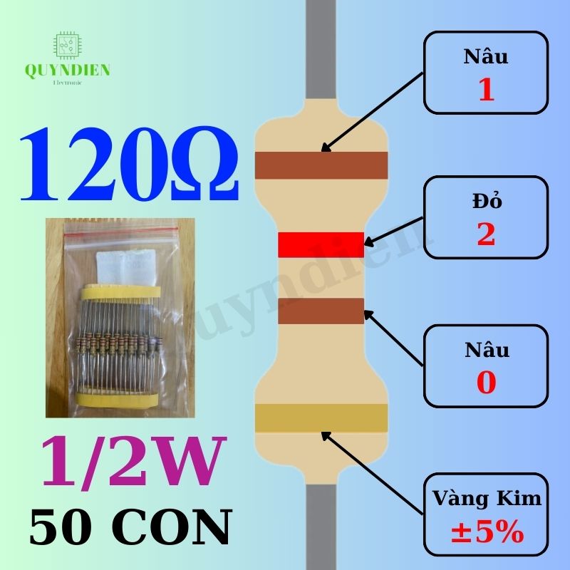 Điện trở Đài Loan 1/2W - 120Ω