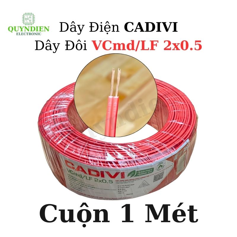 Dây Điện CADIVI Dây Đôi VCmd/LF 2x0.5 – Ruột Đồng Mềm, PVC Chống Cháy