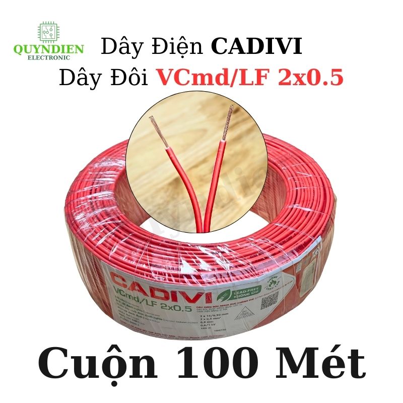 Dây Điện CADIVI Dây Đôi VCmd/LF 2x0.5 – Ruột Đồng Mềm, PVC Chống Cháy