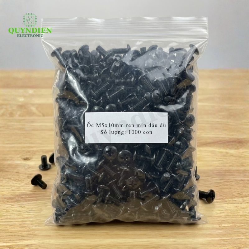 Ốc Vít Đầu Dù Ren Mịn M5=5x10mm Màu Đen
