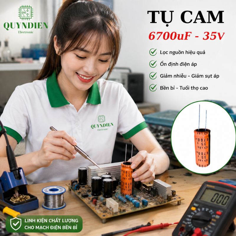 Tụ lộc nguồn LBG 6700uF 35V màu CAM chân mềm (18x40mm)
