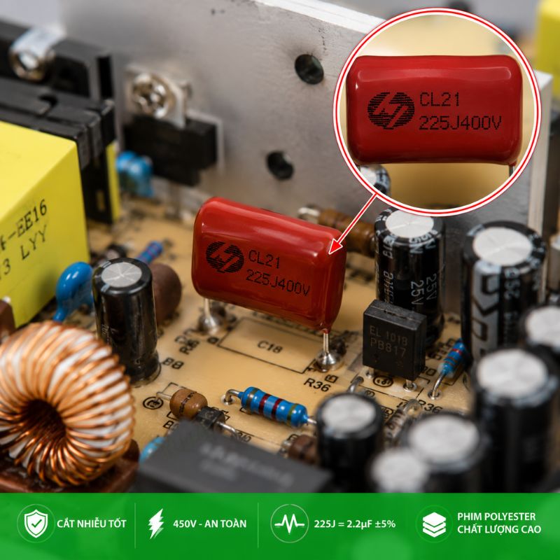 Tụ Kẹo Nâu Đỏ CL21 225J 400V