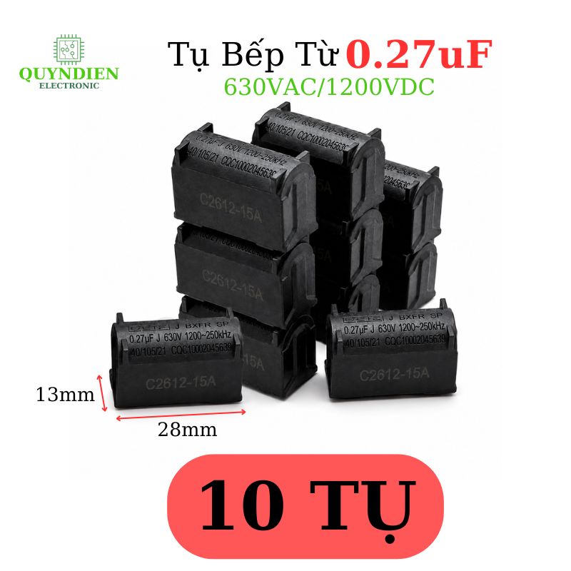 Tụ Bếp Từ 274 - 0.27uF 630VAC/1200VDC Màu Đen Đứng