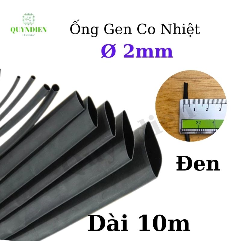 Gen co nhiệt size 2mm màu đen