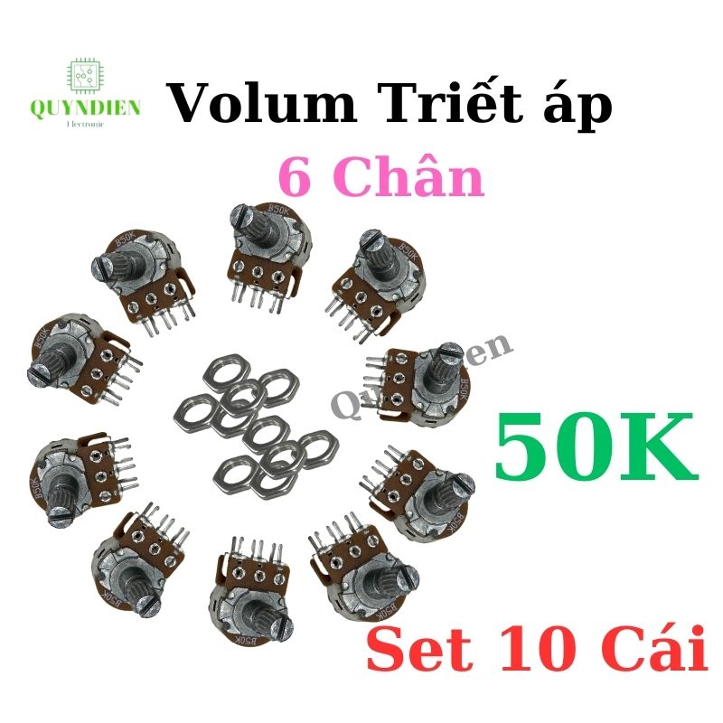 Volum biến trở Triết áp đôi 6 chân WH148 B50K