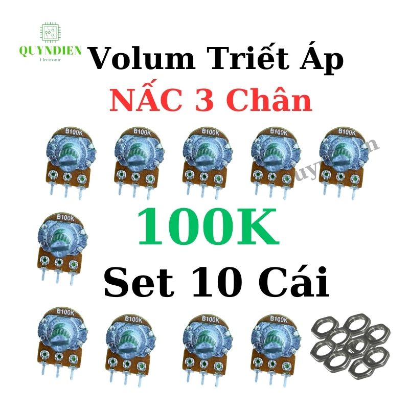 Biến trở 3 chân Volum Triết áp đơn nấc khía B100K