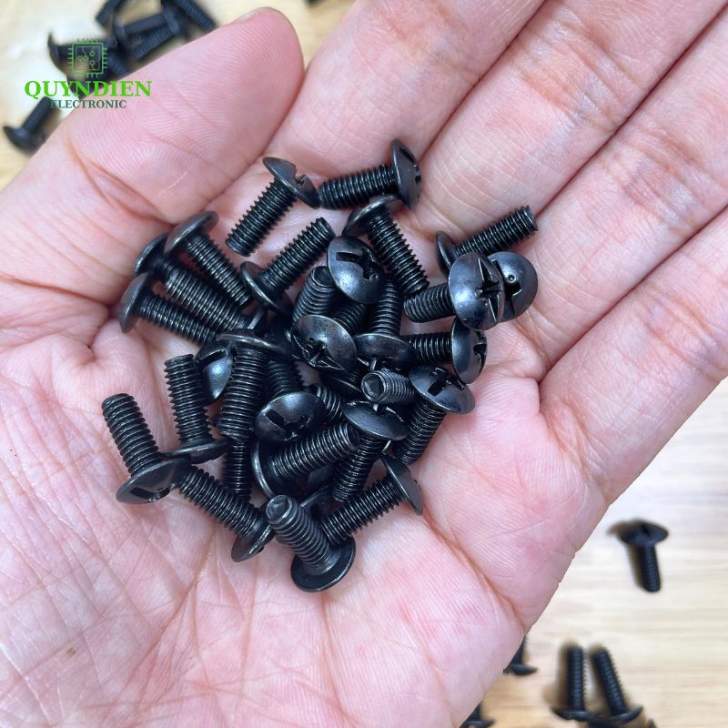 Ốc Vít Đầu Dù Ren Mịn M4=4x10mm Màu Đen - 1.000 Con