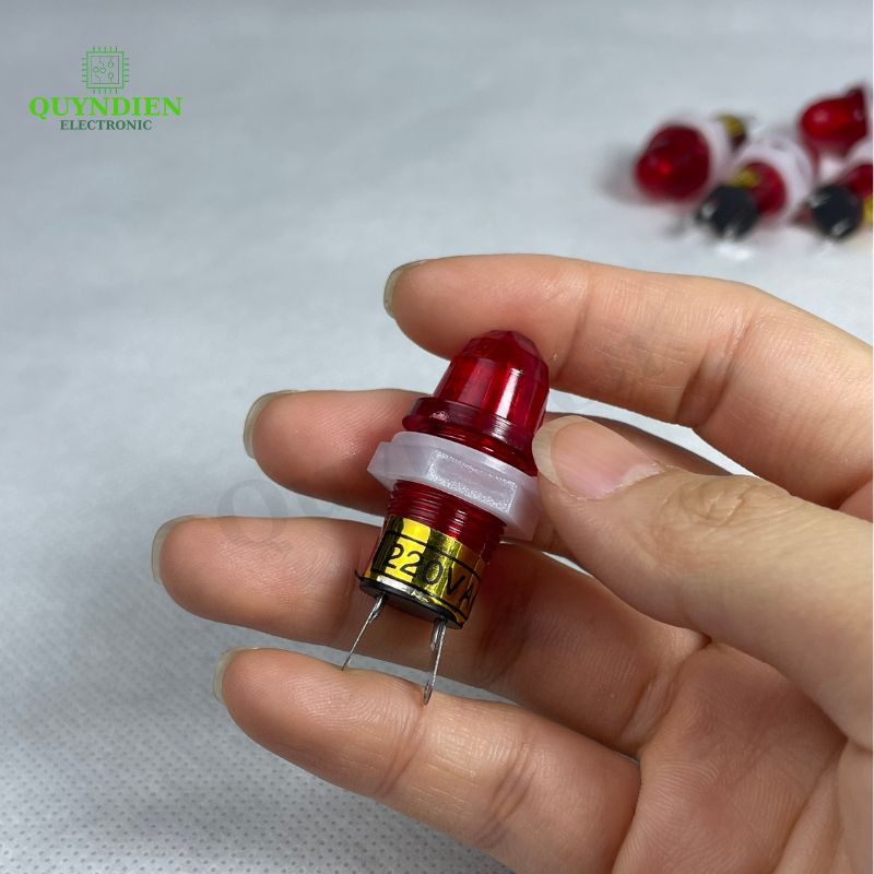 Bóng đèn báo pha 2 chân 220v màu đỏ 10mm