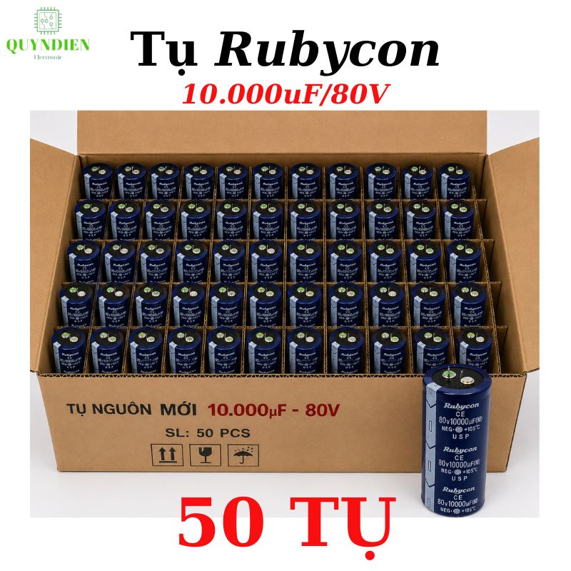 Tụ hóa lọc nguồn Rubycon 80v 10.000uf dùng trong thiết bị âm thanh, nguồn xung