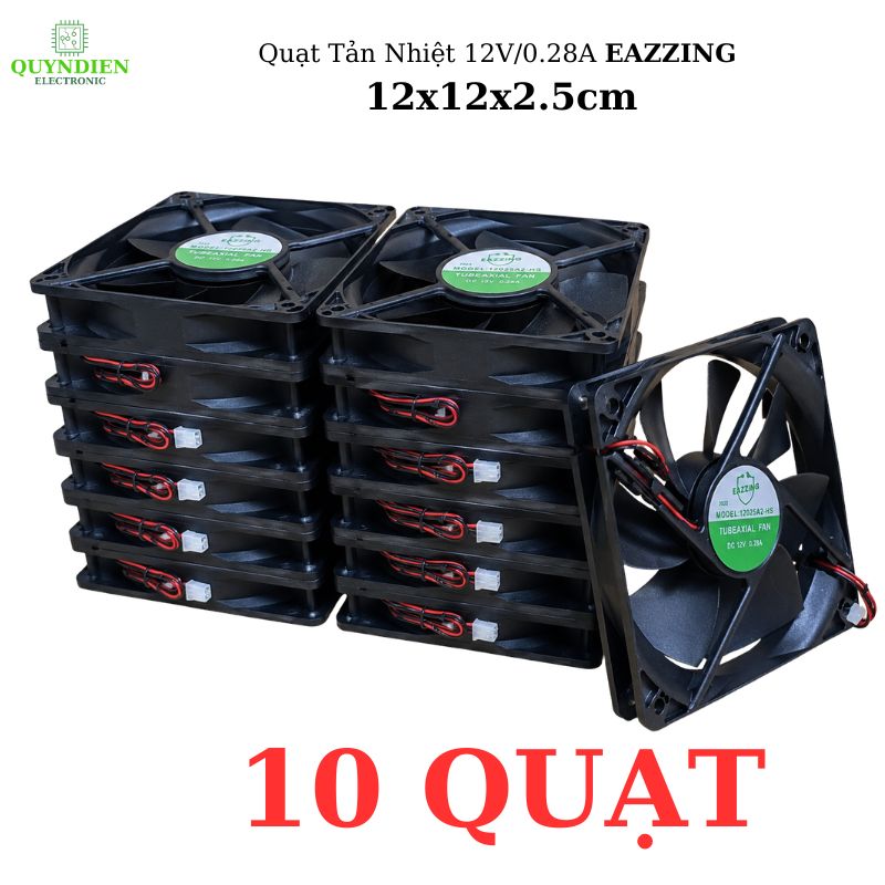 Quạt Tản Nhiệt Không Chổi Than DC 12V 0.28A 120x120x25mm Vuông Làm Mát Tủ Điện, Nguồn, Máy In 3D, PC
