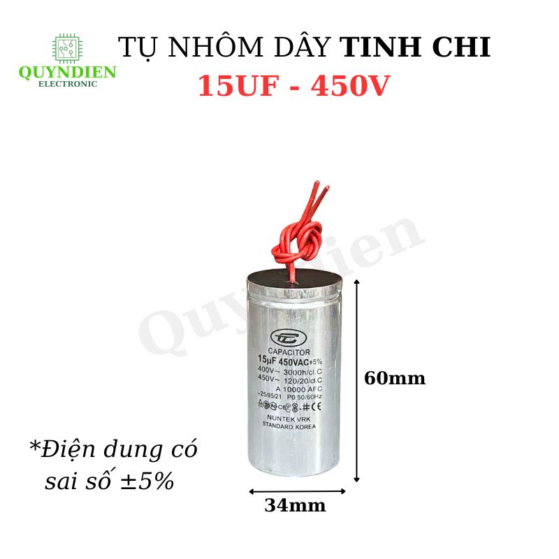 Tụ Nhôm Dây 15uF - 450V